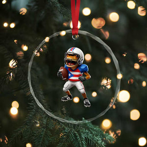 Funny Coqui Frog Puerto Rico Playing Football Crystal Glass Ornament Boricua Game Day TS11 Print Your Wear