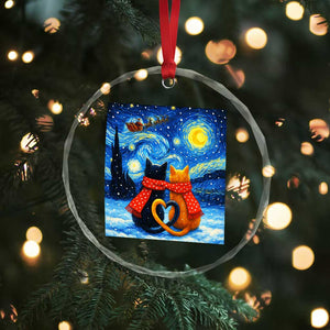 Funny Couples Christmas Crystal Glass Ornament Cats Lover Starry Night TS14 Print Your Wear