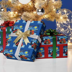 Funny Couples Xmas Wrapping Paper Roll Cats Lover Starry Night TS14 Print Your Wear