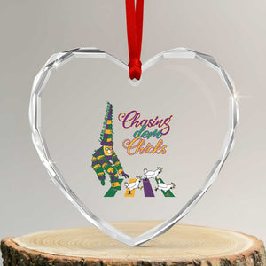 Funny Courir De Mardi Gras Heart Crystal Glass Ornament Chasing Dem Chicks Carnival TS11 Transparent Glass 3'' Heart Print Your Wear