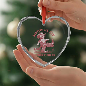 Funny Cowboy Cat Heart Crystal Glass Ornament Western Rodeo Meow Ki Yay Mother Purrer TS14 Print Your Wear