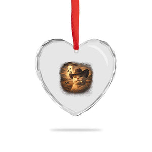 Funny Cowboy Cat UFO Heart Crystal Glass Ornament Retro Western Rodeo Meme Cats Lover Gift TS10 Print Your Wear