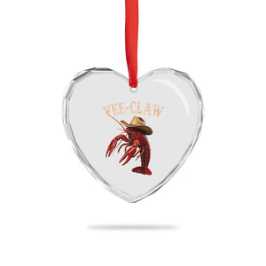 Funny Cowboy Crawfish Heart Crystal Glass Ornament Yee Claw Funny Crawfish Cajun Seafood Festival TS10 Print Your Wear