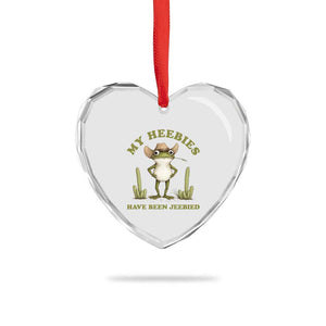 Funny Cowboy Frog Meme Heart Crystal Glass Ornament My Heebies Have Been Jeebied TS14 Print Your Wear