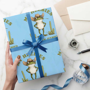 Funny Cowboy Frog Meme Wrapping Paper Roll My Heebies Have Been Jeebied TS14 Light Blue Print Your Wear
