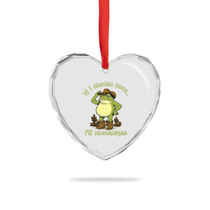Funny Cowboy Frog Western Meme Heart Crystal Glass Ornament If I Shenan Once I Will Shenanigan