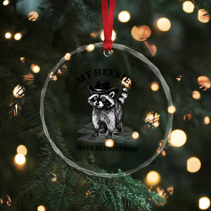 Funny Cowboy Raccoon Meme Crystal Glass Ornament My Heebies Have Been Jeebied TS14 Print Your Wear