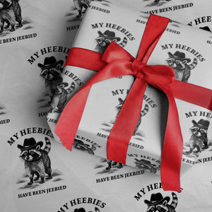 Funny Cowboy Raccoon Meme Wrapping Paper Roll My Heebies Have Been Jeebied TS14 White Print Your Wear