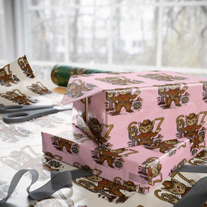 Funny Cowcat Six Seven Meme Wrapping Paper Roll Gen Alpha 67 Trend Gift TS12 Light Pink Print Your Wear