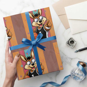 Funny Coyote Playing Basketball Wrapping Paper Roll Hoops Fan Gift
