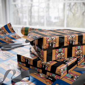Funny Coyote Playing Basketball Wrapping Paper Roll Hoops Fan Gift