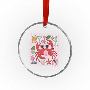 Funny Crab Tropical Summer Vacation Gift Crystal Glass Ornament Striped Summer Beach Vibes TS12 Print Your Wear