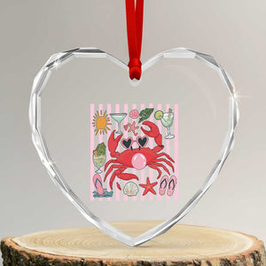 Funny Crab Tropical Summer Vacation Gift Heart Crystal Glass Ornament Striped Summer Beach Vibes TS12 Transparent Glass 3'' Heart Print Your Wear