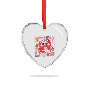 Funny Crab Tropical Summer Vacation Gift Heart Crystal Glass Ornament Striped Summer Beach Vibes TS12 Print Your Wear
