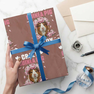 Funny Crazy Guinea Pig Lady Wrapping Paper Roll Cavy Mom Gift TS12 Mocha Print Your Wear