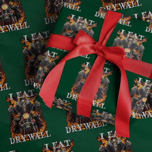 Funny Cringe Hard Skeleton Meme Wrapping Paper Roll I Eat Drywall TS02 Green Print Your Wear