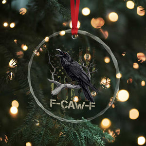 Funny Crow Crystal Glass Ornament F-Caw-F Raven Camo USA Flag Adult Humor TS10 Print Your Wear