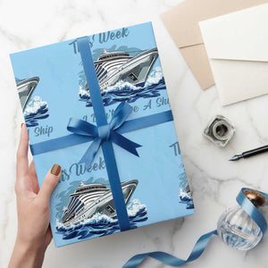Funny Cruise Vacation Wrapping Paper Roll This Week I Do Not Give A Ship TS14 Light Blue Print Your Wear