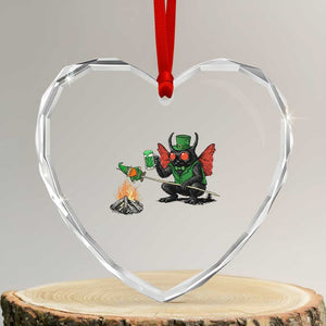 Funny Cryptid Mothman Heart Crystal Glass Ornament St Patricks Day Gift TS12 Transparent Glass 3'' Heart Print Your Wear