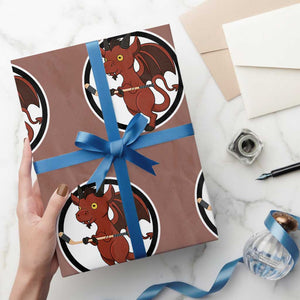 Funny Cryptid Sports Gift Wrapping Paper Roll Jersey Devil Playing Ice Hockey TS12 Mocha Print Your Wear