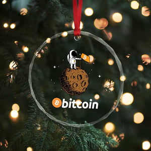 Funny Crypto Investing Crystal Glass Ornament Bitcoin BTC Crypto to the Moon Graphic Featuring Astronaut TS02 Print Your Wear