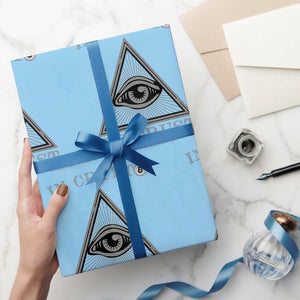 Funny Crypto Wrapping Paper Roll In Crypto We Trust Bitcoin Cryptocurrency TS02 Light Blue Print Your Wear