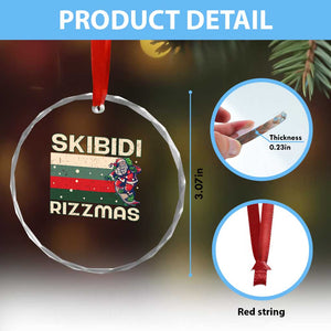 Funny Crystal Glass Ornament Skibidi Rizzmas Rizz Santa Clause Skating Board Xmas Retro Stripe TS10 Print Your Wear