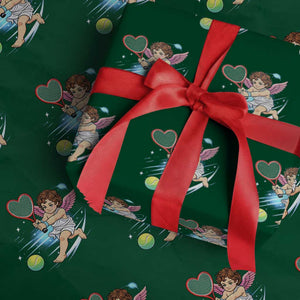 Funny Cupid Tennis Player Wrapping Paper Roll Valentines Day Gift TS12 Green Print Your Wear