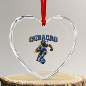 Funny Curacao Bird Soccer Lover Heart Crystal Glass Ornament Caribbean Island Gift