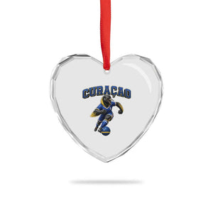 Funny Curacao Bird Soccer Lover Heart Crystal Glass Ornament Caribbean Island Gift