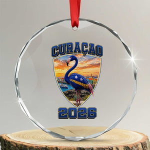 Funny Curacao Flamingo Soccer Lover Crystal Glass Ornament Caribbean Island Gift