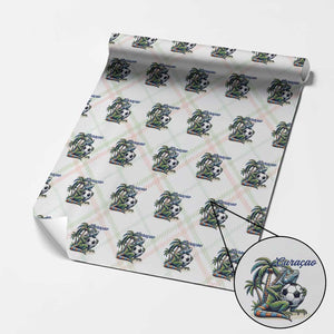Funny Curaçao Iguana Soccer Fan Wrapping Paper Roll Caribbean Pride Football Graphic