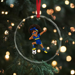 Funny Curacao Soccer Girl Crystal Glass Ornament Dabbing Football Fan Gift