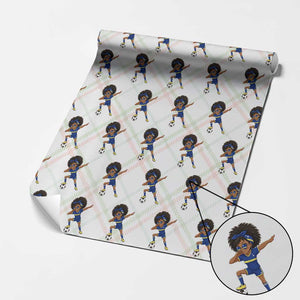 Funny Curacao Soccer Girl Wrapping Paper Roll Dabbing Football Fan Gift