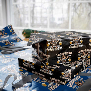 Funny Cute Boy Lederhosen Oktoberfest Wrapping Paper Roll Lederhosn I Bin Nur Zum Feiern Da Party TS02 Black Print Your Wear