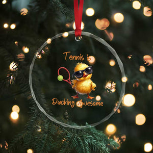 Funny Cute Duck Playing Tennis Crystal Glass Ornament Ducking Awesome TS12 Print Your Wear