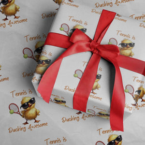 Funny Cute Duck Playing Tennis Wrapping Paper Roll Ducking Awesome TS12 White Print Your Wear