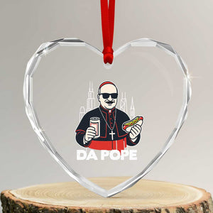 Funny Da Pope Chicago Hot Dog Heart Crystal Glass Ornament 267th Pope Leo XIV TS02 Transparent Glass 3'' Heart Print Your Wear