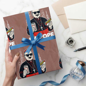 Funny Da Pope Chicago Hot Dog Wrapping Paper Roll 267th Pope Leo XIV TS02 Mocha Print Your Wear