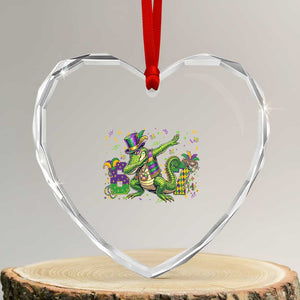 Funny Dabbing Alligator 67 Mardi Gras Six Seven Meme Heart Crystal Glass Ornament TS11 Transparent Glass 3'' Heart Print Your Wear