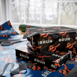 Funny Dabbing Oriole Bird Bruh Wrapping Paper Roll Cool Game Day Sports Fan TS02 Black Print Your Wear