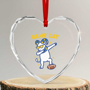 Funny Dabbing Ram Heart Crystal Glass Ornament Los Angeles Sports Fan Gift