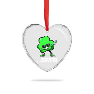 Funny Dabbing Shamrock Heart Crystal Glass Ornament Bruh St. Patrick's Day TS02 Print Your Wear