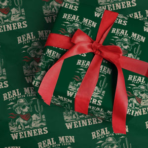 Funny Dachshund Cowboy Wrapping Paper Roll Real Men Play With Their Weiners TS10 Green Print Your Wear