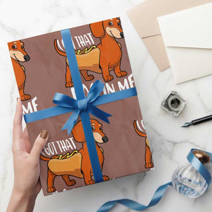 Funny Dachshund Wrapping Paper Roll I Got That Dog In Me Wiener Sausage Hotdog Meme TS02 Mocha Print Your Wear