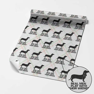 Funny Dachshund Dog Dad Wrapping Paper Roll Real Men Play With Their Wiener Pet Father Gag Gift TS10 Christmas Plaid Print Your Wear