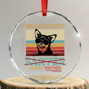 Funny Dad Dog Crystal Glass Ornament Fathers Day World's Best Farter I Mean Father TS10 Transparent Glass 3'' Circle Print Your Wear