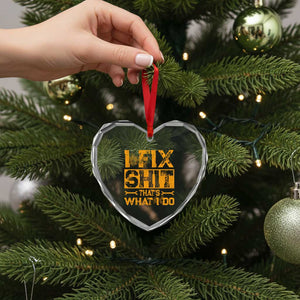 Funny Dad Grandpa Heart Crystal Glass Ornament I Fix Shit Thats What I Do TS10 Print Your Wear