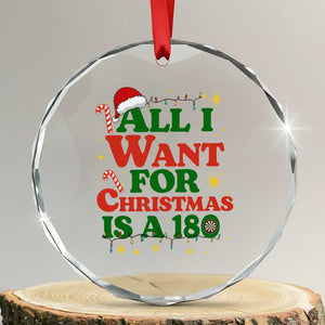Funny Dart Player Crystal Glass Ornament All I Want For Christmas Is A 180 TS12 Transparent Glass 3'' Circle Print Your Wear