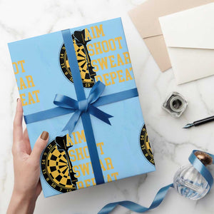 Funny Darts Retro Vintage Wrapping Paper Roll Aim Shoot Swear Repeat Dartist Gift TS12 Light Blue Print Your Wear